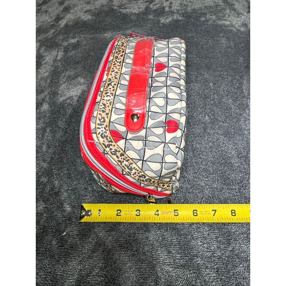 Brighton Wild Love Cosmetic Makeup Bag Travel Organizer Hearts Leopard Print Red - Picture 4 of 6
